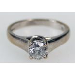 18ct White Gold Solitaire DIAMOND ring, the stone 0.50ct (half carat) approx. Ring size J.
