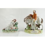 GARIBALDI, Staffordshire figure, minor paint losses 24cm, together with lady shepherdess, 16cm long.