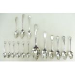 Quantity of George III and later silver spoons, 348g.