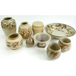 A collection of Bullers ware vases, storage jars and bowls.