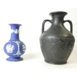 20th century Wedgwood Black Basalt Portland vase decorated all around with classical scenes,