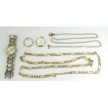 Small group of watch & jewellery including 9ct & Silver Eternity ring, 9ct Gold back & front Locket,