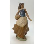 Nina Flores Nao figurine of young girl holding a basket of flowers (Height 37cm) (Boxed)