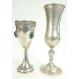 Russian silver tall goblet with various impressed marks to base - 18cm high,