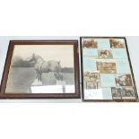 Early Framed print of Lymm Grey shire horse together with a collection of local interest shire