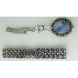 Silver Opal Pendant and chain and an ornate silver Bracelet, 38.