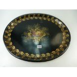 19th century large white metal footed tray decorated with foliage, diameter 31cm.