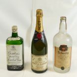 Moet & Chandon champagne dated 1970, together with Gordons Gin 70 degrees proof - sealed c1950's,