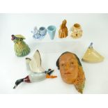 A collection of Wade pottery including cellulose lady wall plaque Sonia, cellulose figure Sunshine,