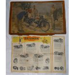 1939 Ariel Square Four motorcycle advertising poster (damaged) mounted on board together with 1931