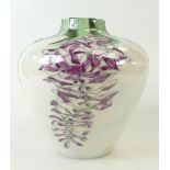 Lise B Moorcroft studio vase decorated with wisteria in a crackle glaze, dated 2002,