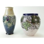 Two attractive Royal Doulton Lambeth stoneware vases in Secessionist style,