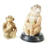 Beswick Monkey on a ceramic base 397 together with a monkey smoking a pipe 1049 (2)
