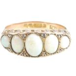 9ct Gold 5 stone Opal ring, size R, 3.