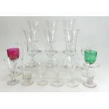 Good selection of late 18th century / 19th century drinking glasses including set 6 tall hock