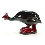 A Royal Doulton larger size Guinea Fowl in Flambe glaze, 14cm long.