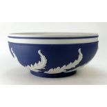 A prestige Wedgwood Portland Blue Jasper Dip 'Swaying Acanthus' Bowl. Diameter 26cm and 11.