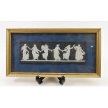 Wedgwood black & white Jasperware rectangular plaque "The Dancing Hours" in gilt frame,
