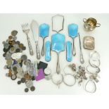 Silver & silver coloured metal jewellery & items including cigarette case,