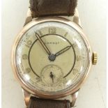 LANCET 9ct Gold gents WRISTWATCH. Ticking order, 32mm inc. crown.