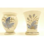 Wedgwood small vase decorated with matt silver lustre decorations of swirling blue flowers and