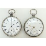 TWO - Silver cased Gents Pocket Watches - Thomas Fox Liverpool, the other un named.