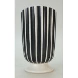 Wedgwood studio small footed vase with ribbed decoration in black & white colours by Norman Wilson,