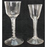 18th century high funnel / bowl WINE GLASS set on opaque twist stem,
