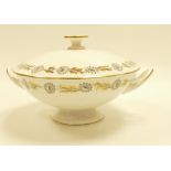 Wedgwood two handled tureen & cover decorated with silver & gold decorations of swirling blue