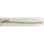 9ct Gold Victorian single Albert chain with oval links, 30.
