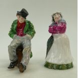 Two Crown Staffordshire figures one of The Arful Dodger and Mrs Gamp (crack to apron) (2)