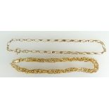 2 x 9ct Gold Bracelet chains hallmarked. 6.