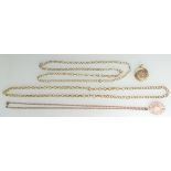 3 x 9ct Gold neck chains - round belcher link 54cm,