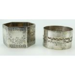 Silver serviette rings,