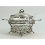 Chinese silver cut sugar bowl & cover, marked .900 to base, d 16cm, h 9cm.