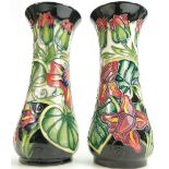 Moorcroft Lily Leaf and Flower decorated pair of vases,
