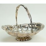 Russian large silver Basket with swing handle, 5 various marks to base including 84, JFA,