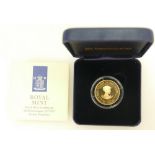 1995 Barbados QEII Queen Mother lady of the century gold proof $10 coin. 7.776g. gold quality .583.