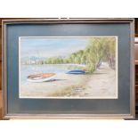 Hilda Smith local artist watercolour of shore line scene 48cm 63cm