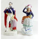 Albert and Scottish lady Staffordshire figures, some paint losses, 24-27cm.