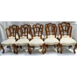 Victorian Set of 10 carved Walnut Dining Chairs,