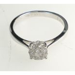 18ct white gold ladies multi diamond ring by Shrieber & Teitel Bavin, size M, 2.6 grams .