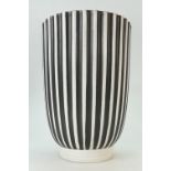 Wedgwood studio vase with ribbed decoration in black & white colours by Norman Wilson,