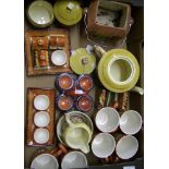 A mixed collection of items including - cottage design condiment set, tea pot, biscuit barrel, mugs,