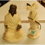 Minton cream and bronze figure The Sage and Cowslip. (2).