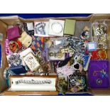 A mixed collection of novelty keyrings, costume jewellery, etc.