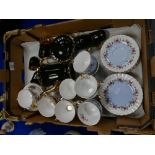 A mixed collection of ceramic tea ware to include Royal Albert floral decorated cups saucers,