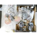 A mixed collection of silver plated items including - cutlery, tea pots, stainless steel items,