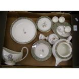 Wedgwood Humming Bird patterned part breakfast set, including side plates, sauce boat, tea pot,