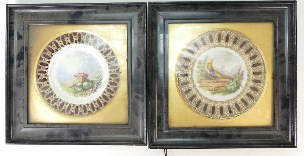 19th Century gilded ribbon plates, hand